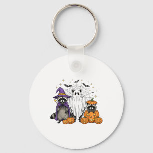 Spooky and Feral Halloween Raccoon Ghost Witch Tri Nyckelring