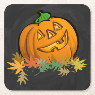 Spooky Animals Pumpkin Underlägg Papper Kvadrat