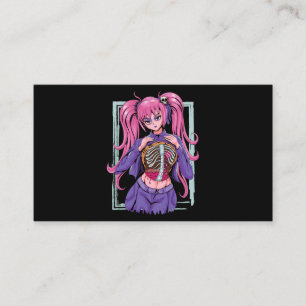 Spooky Anime Girl Waifu Halloween Pastel Goth Occu Visitkort