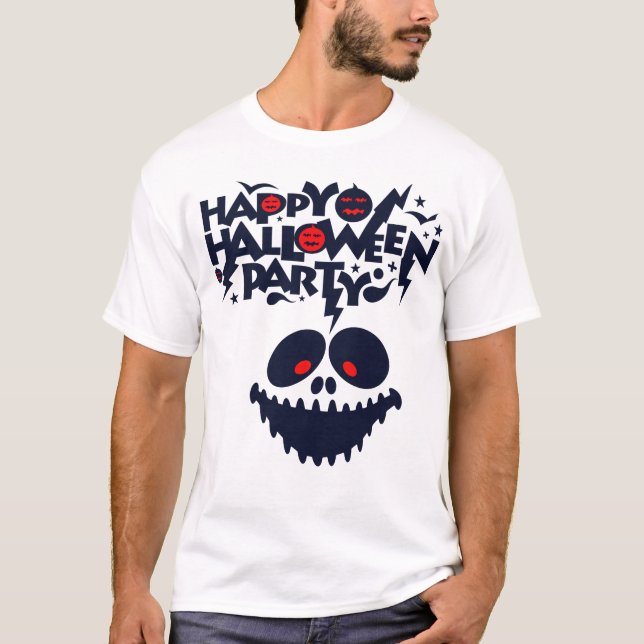 Spooky Ansikte Halloween fest för manar T Shirt (Framsida)