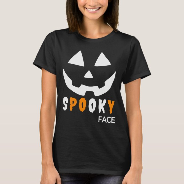 spooky ansikte halloween t shirt (Framsida)