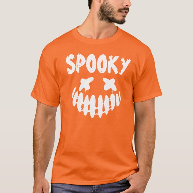 Spooky Ansikte Happy halloween för manar T-Shirt (Framsida)