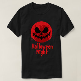 Spooky Ansikte i Red måne Happy halloween T-Shirt