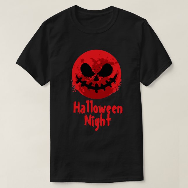 Spooky Ansikte i Red måne Happy halloween T-Shirt (Design framsida)