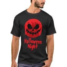 Spooky Ansikte i Red måne Happy halloween T-Shirt