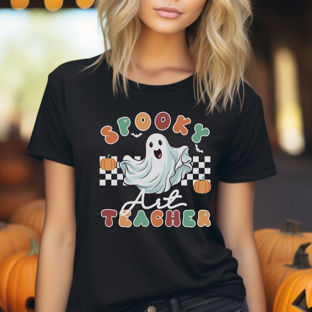 Spooky Art Teacher Halloween Retro T-shirt (Skapare uppladdad)
