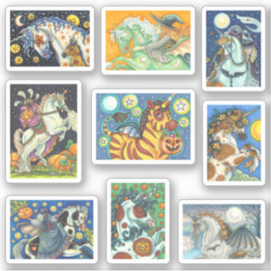 SPOOKY ASSORTERAD HALLOWEEN HORSE & UNICORN KLISTERMÄRKEN