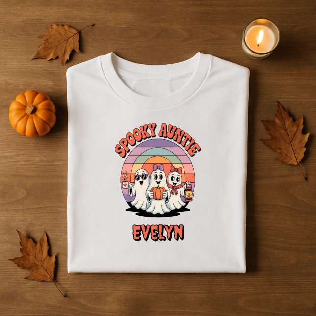 Spooky Auntie Retro spökhalloween Womens T Shirt (Skapare uppladdad)