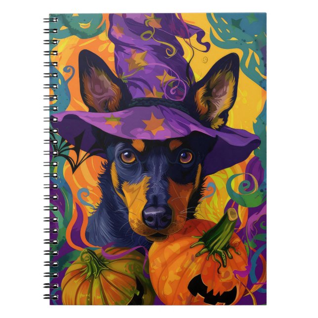Spooky Australian Kelpie Halloween Pumpkin Anteckningsbok (Framsidan)