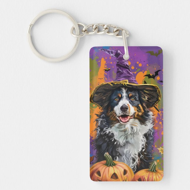 Spooky Australian shepherd Halloween Witch Pumpkin (Framsidan)