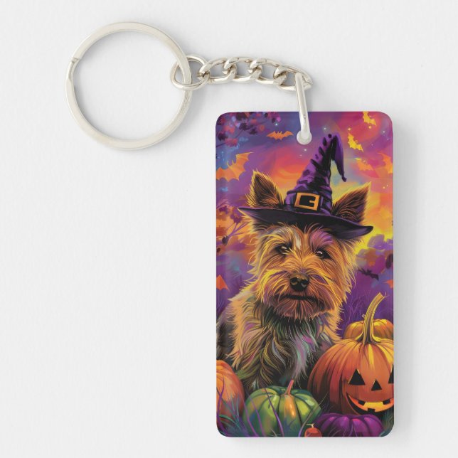 Spooky Australian Terrier Halloween Witch Pumpkin (Framsidan)