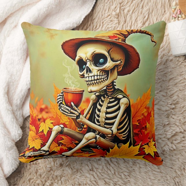 Spooky Autumn Skeletons kaffeavbrottsdesign Kudde (Filt)