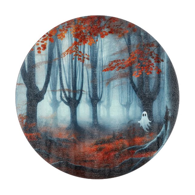 Spooky Autumn skogen med ett spöke (Framsidan)
