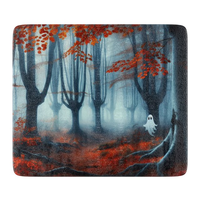 Spooky Autumn skogen med ett spöke (Framsidan)