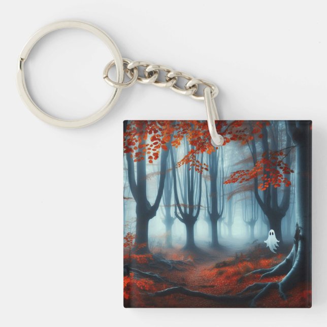 Spooky Autumn skogen med ett spöke (Framsidan)
