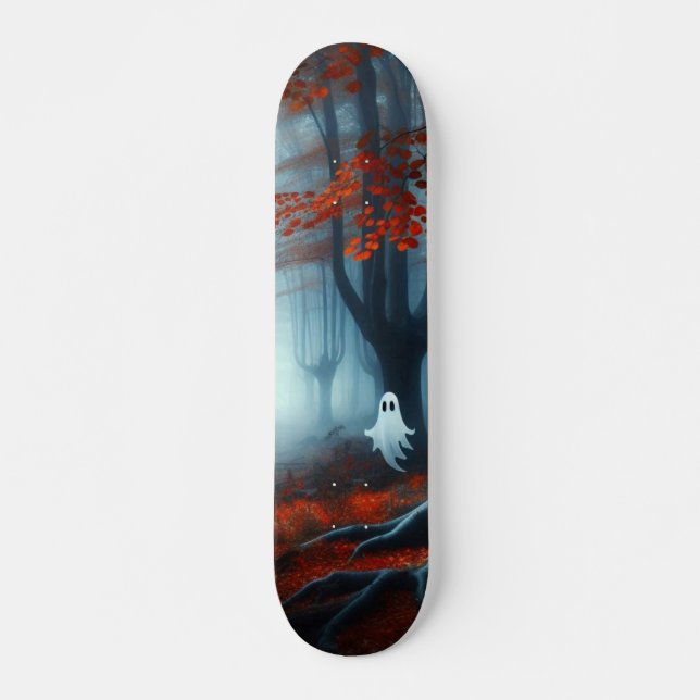 Spooky Autumn skogen med ett spöke Mini Skateboard Bräda 18,5 Cm (Framsida)