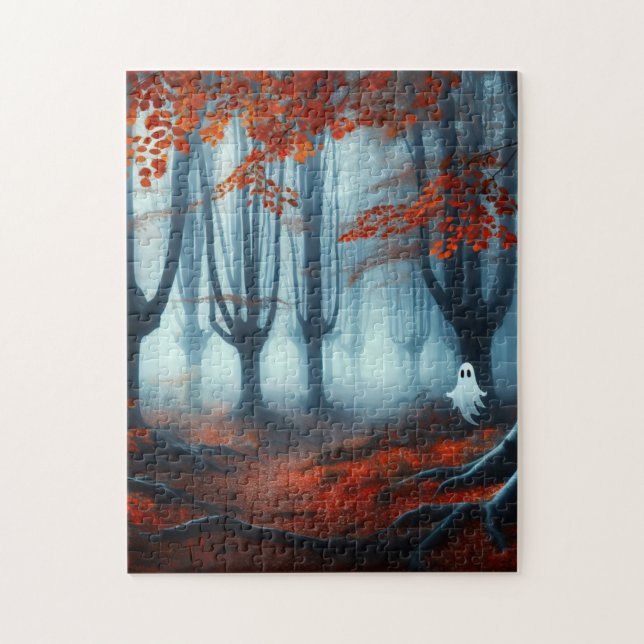 Spooky Autumn skogen med ett spöke Pussel (Vertikal)