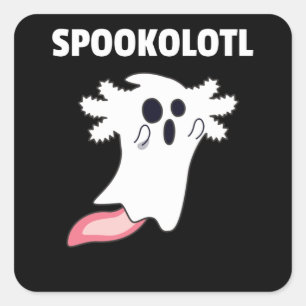 Spooky Axolotl Älskare Cute Animals for Halloween Fyrkantigt Klistermärke