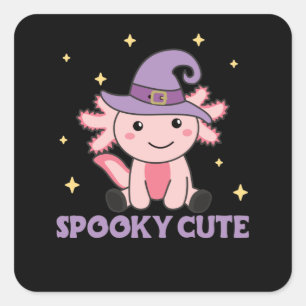 Spooky Axolotl Älskare Cute Animals for Halloween Fyrkantigt Klistermärke