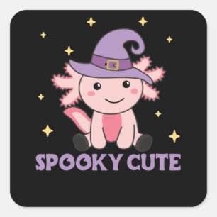Spooky Axolotl Älskare Cute Animals for Halloween Fyrkantigt Klistermärke