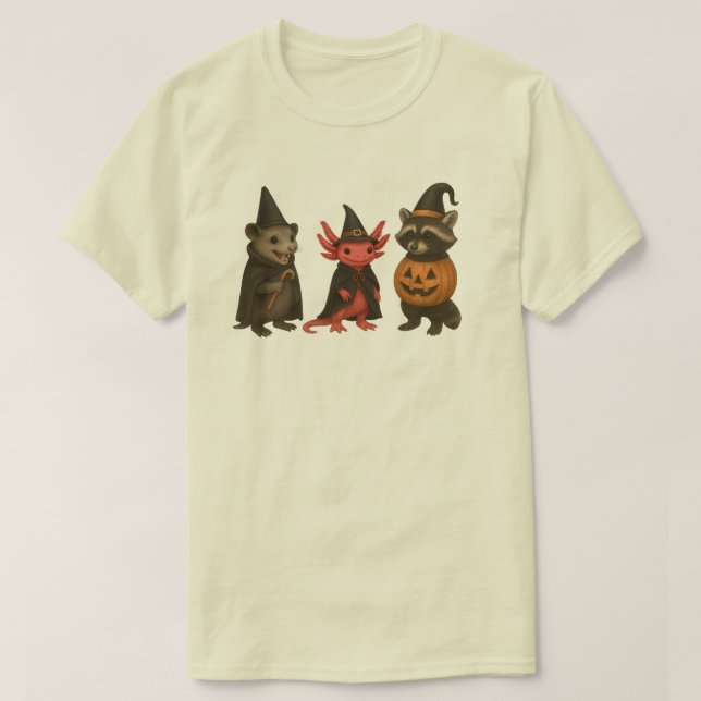 Spooky Axolotl Raccoon Possum | Halloween Creeptob T Shirt (Design framsida)