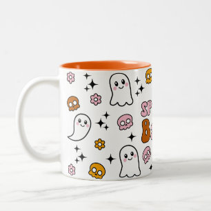 Spooky Babe Kawaii Skull Ghost Två-Tonad Mugg