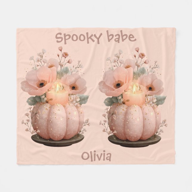 Spooky Babe Pumpkin för Girls Fleecefilt (Framsidan (Horisontell))