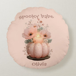 Spooky Babe Pumpkin för Girls Rund Kudde