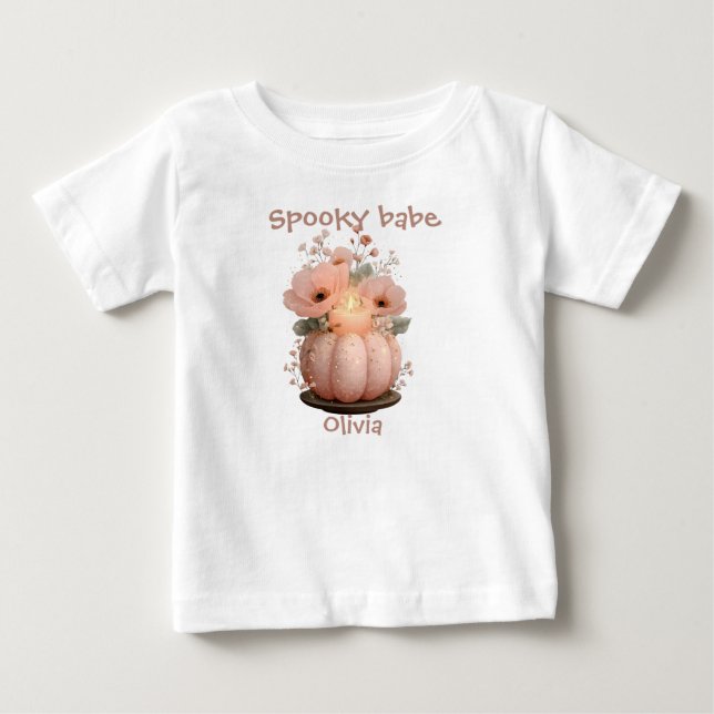 Spooky Babe Pumpkin för Girls T Shirt (Framsida)