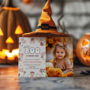 Spooky Babe Retro Halloween andra födelsedagsfoto Inbjudningar