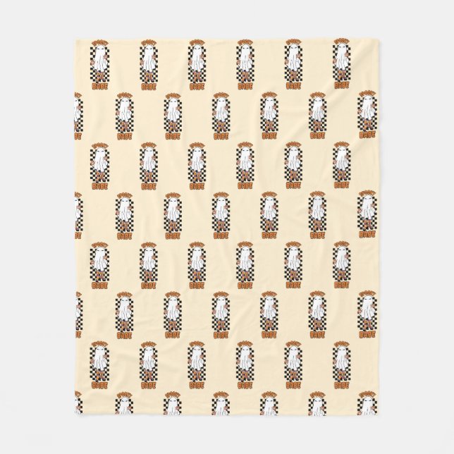 "Spooky Babe" Woman Halloween Ghost Orange Fleecefilt (Framsidan)