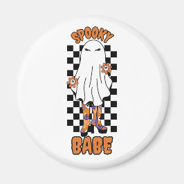 "Spooky Babe" Woman Halloween Ghost Orange Magnet
