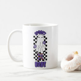 "Spooky Babe" Woman Halloween Ghost Retro Lila Kaffemugg
