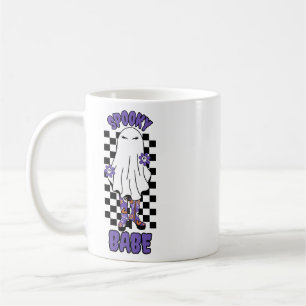 "Spooky Babe" Woman Halloween Ghost Retro Lila Kaffemugg
