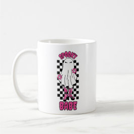 "Spooky Babe" Woman Halloween Ghost - Retro Rosa Kaffemugg