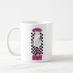 "Spooky Babe" Woman Halloween Ghost - Retro Rosa Kaffemugg
