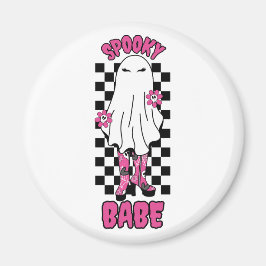"Spooky Babe" Woman Halloween Ghost - Retro Rosa Magnet