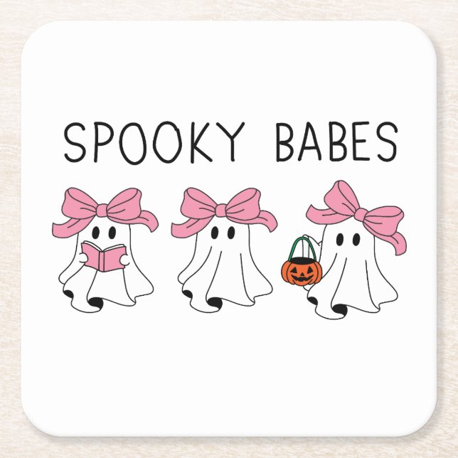 Spooky babes cute ghost underlägg papper kvadrat (Framsidan)