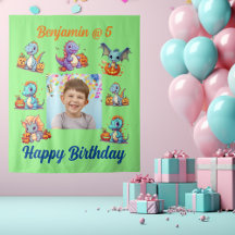 Spooky Baby Dino Barns födelsedag Party-bakgrund