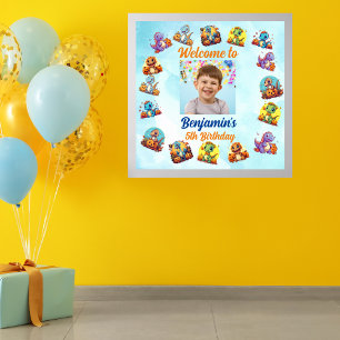 Spooky Baby Dinosaur Theme Barns födelsedag Party Poster