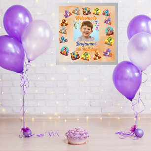 Spooky Baby Dinosaur Theme Barns födelsedag Party Poster