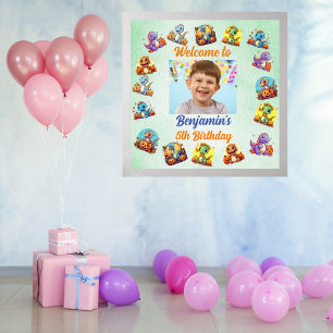 Spooky Baby Dinosaur Theme Barns födelsedag Party Poster