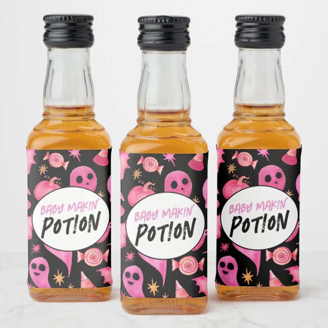 Spooky Baby Makin'Potion Halloween Baby Shower Spritflaskor Etikett (Flaskor)