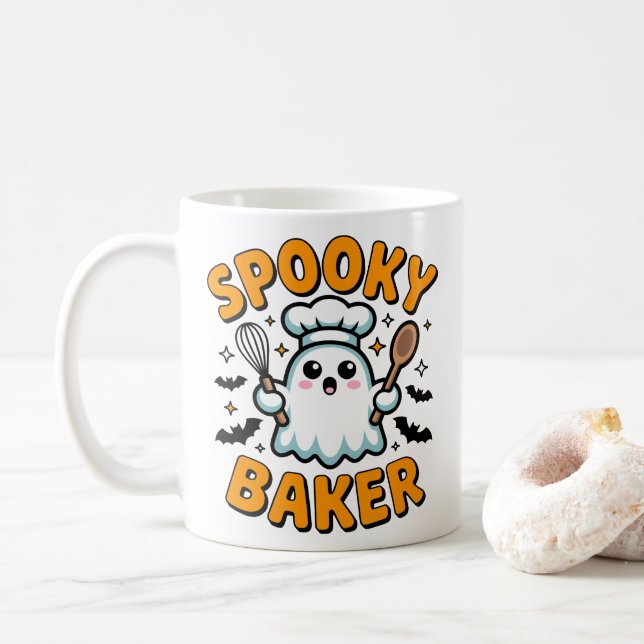 Spooky Baker - Cute Ghost Halloween Baking Kaffemugg (Med munk)