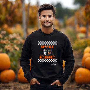 Spooky Barista Personlig Namn Halloween Gift Lång Ärmad Tröja