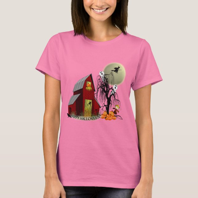 Spooky Barn Halloween Shirt T (Framsida)