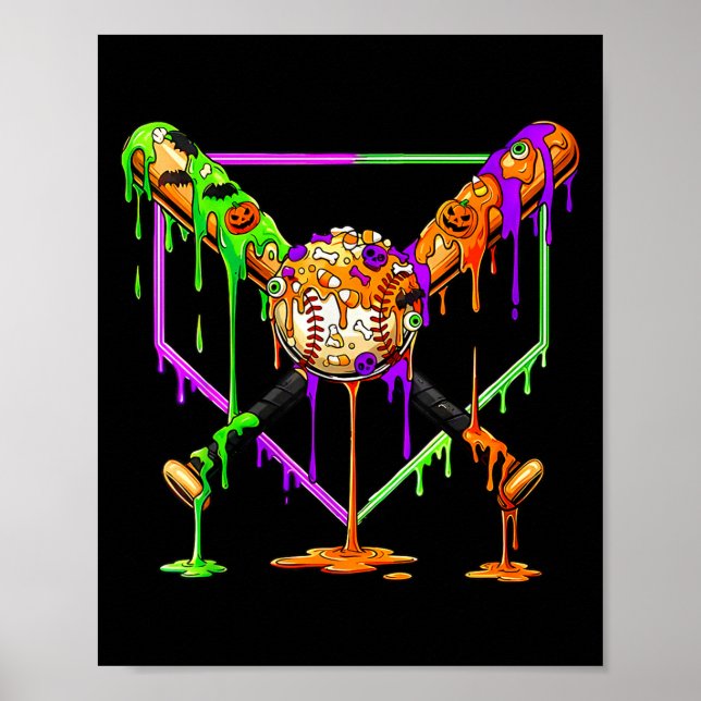 Spooky Baseball Ice Cream Drip Home Plate Dripping Poster (Framsidan)