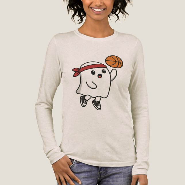 Spooky Basketball Ghost T Shirt (Framsida)