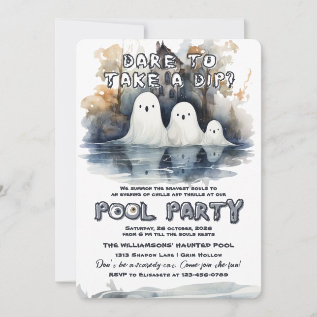 Spooky Bassäng Party Inbjudningar (Framsida)