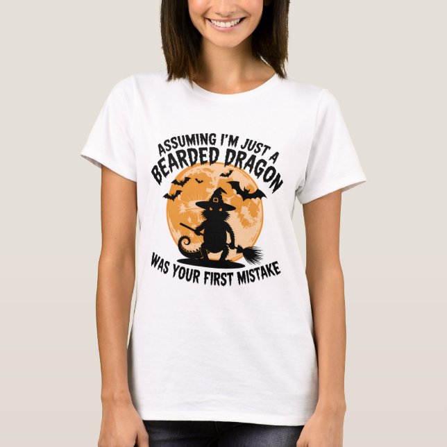 Spooky Bearded Dragon Witch T Shirt (Framsida)